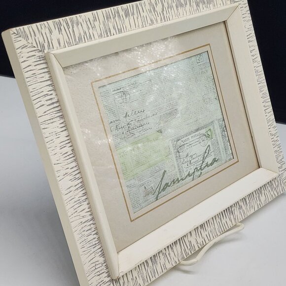 Vintage 1950s Wooden Textured Picture Fraame White Gray 8.5x6.5 - Picture 2 of 11